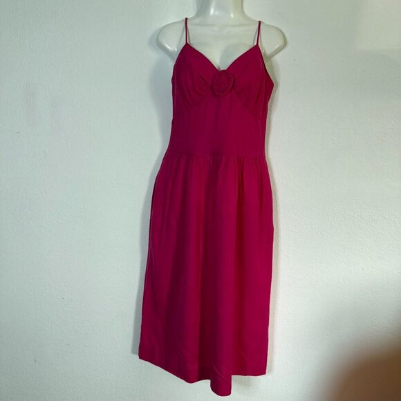 LANZ ORIGINAL Dress Luxury LInen Pink Flower Accent Lagenlook Fairy Size 8 - Picture 1 of 12